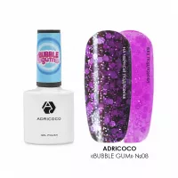 Гель-лак Bubble gum с цветной неоновой слюдой №08 взрывная ежевика, ADRICOCO, 8 мл