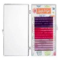 Цветные ресницы Lash&Go (микс) «Raspberry» 15 линий