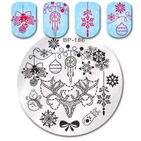 Born Pretty, Пластина для стемпинга 5,5 см 41075 BP-186 Christmas, 1 шт