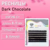 Темный шоколад ресницы Lovely, MIX - MINI, 6 линий